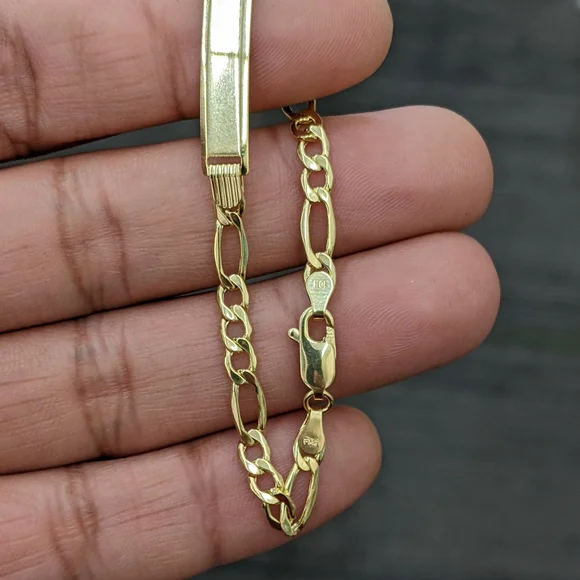 10kt real gold figaro ID bracelet